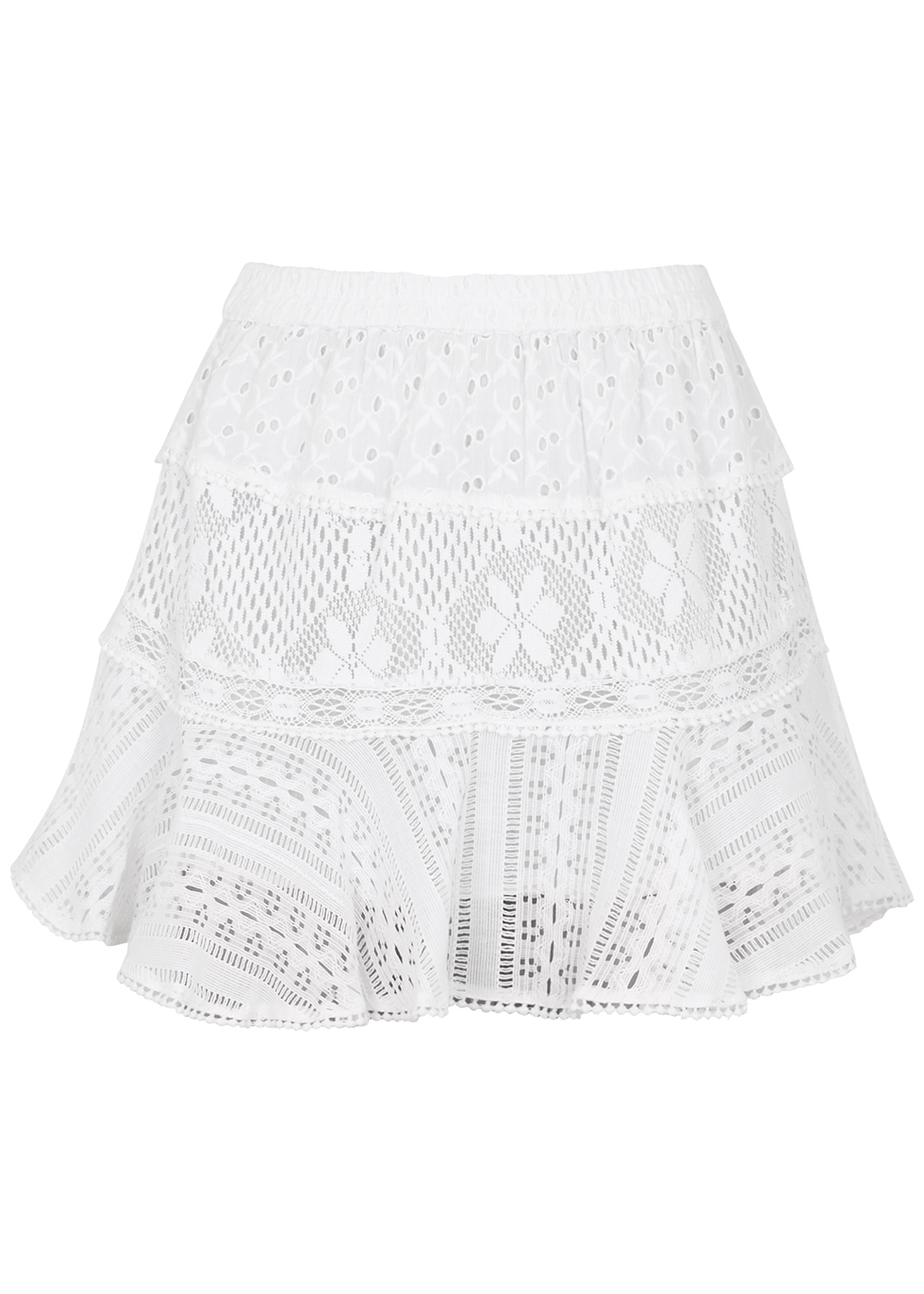 LoveShackFancy Diamond panelled cotton-blend mini skirt - Harvey Nichols