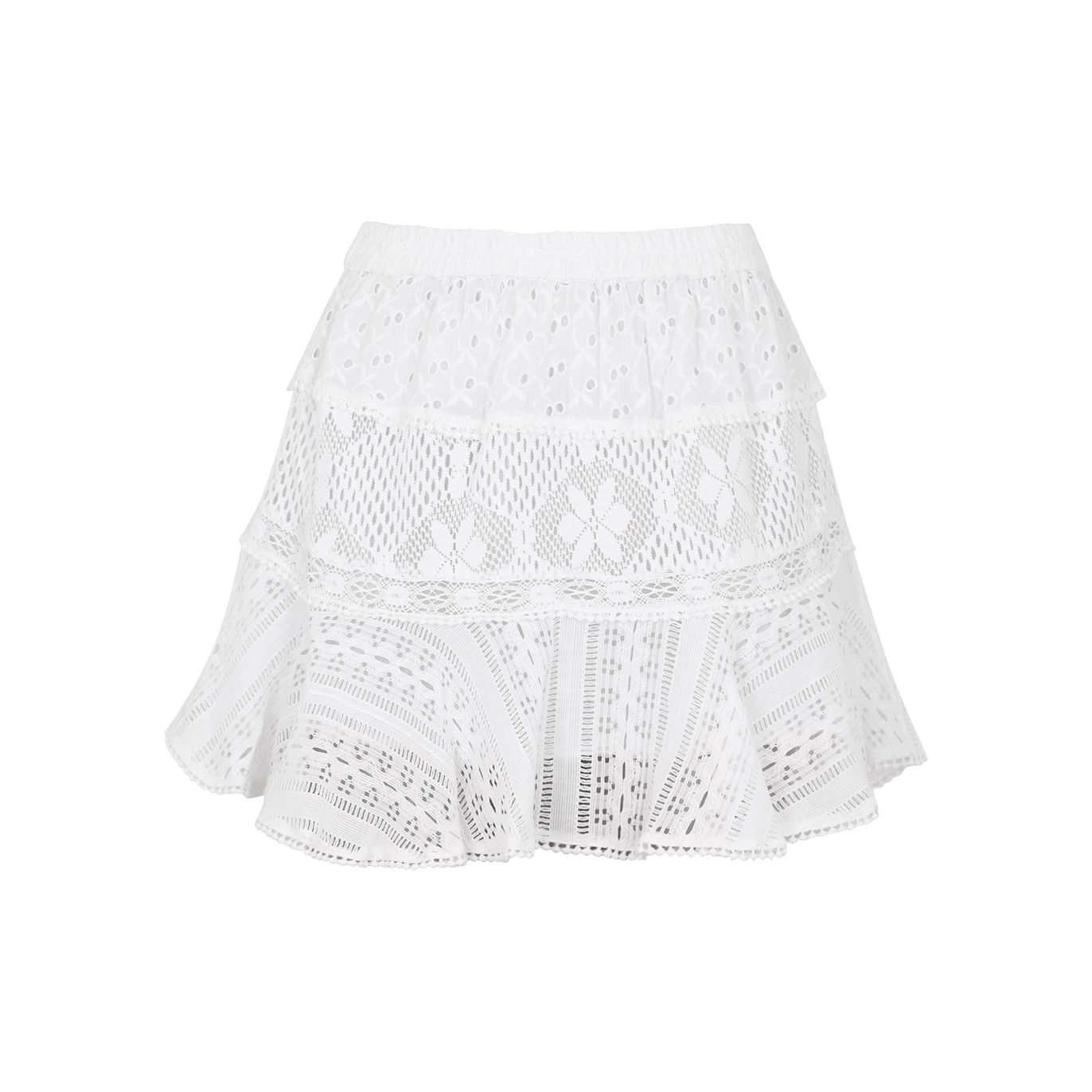 LoveShackFancy Diamond Panelled Cotton-blend Mini Skirt - White - XS