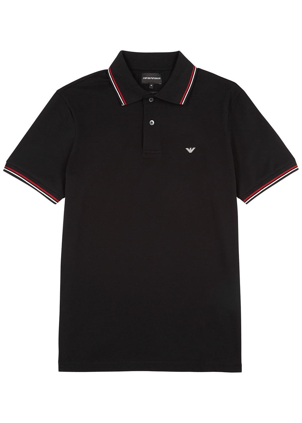Emporio Armani Black stretch-cotton polo shirt - Harvey Nichols