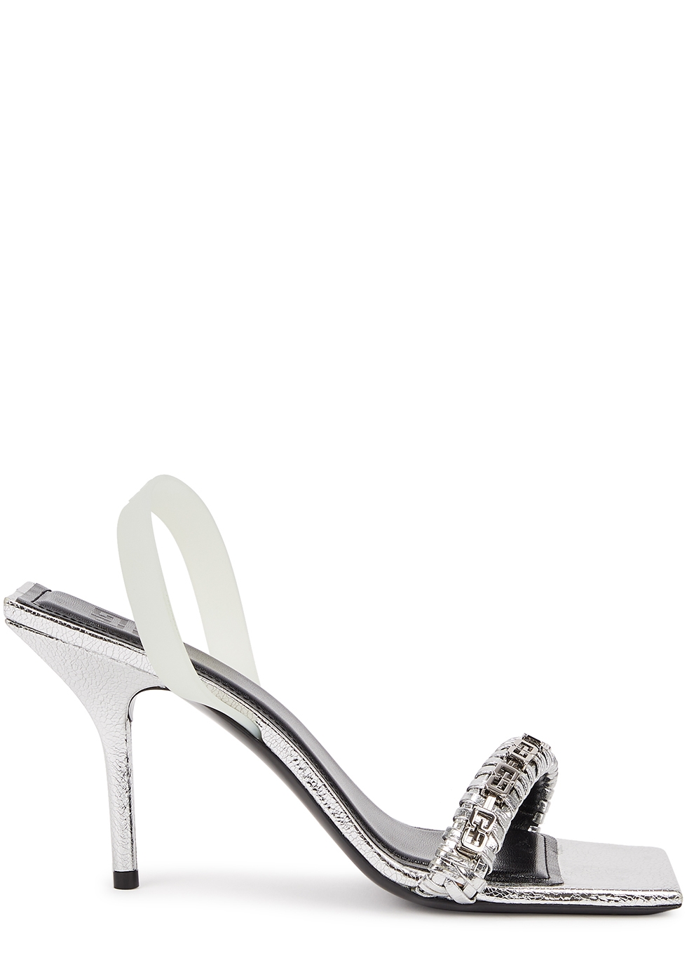 90 silver leather slingback sandals