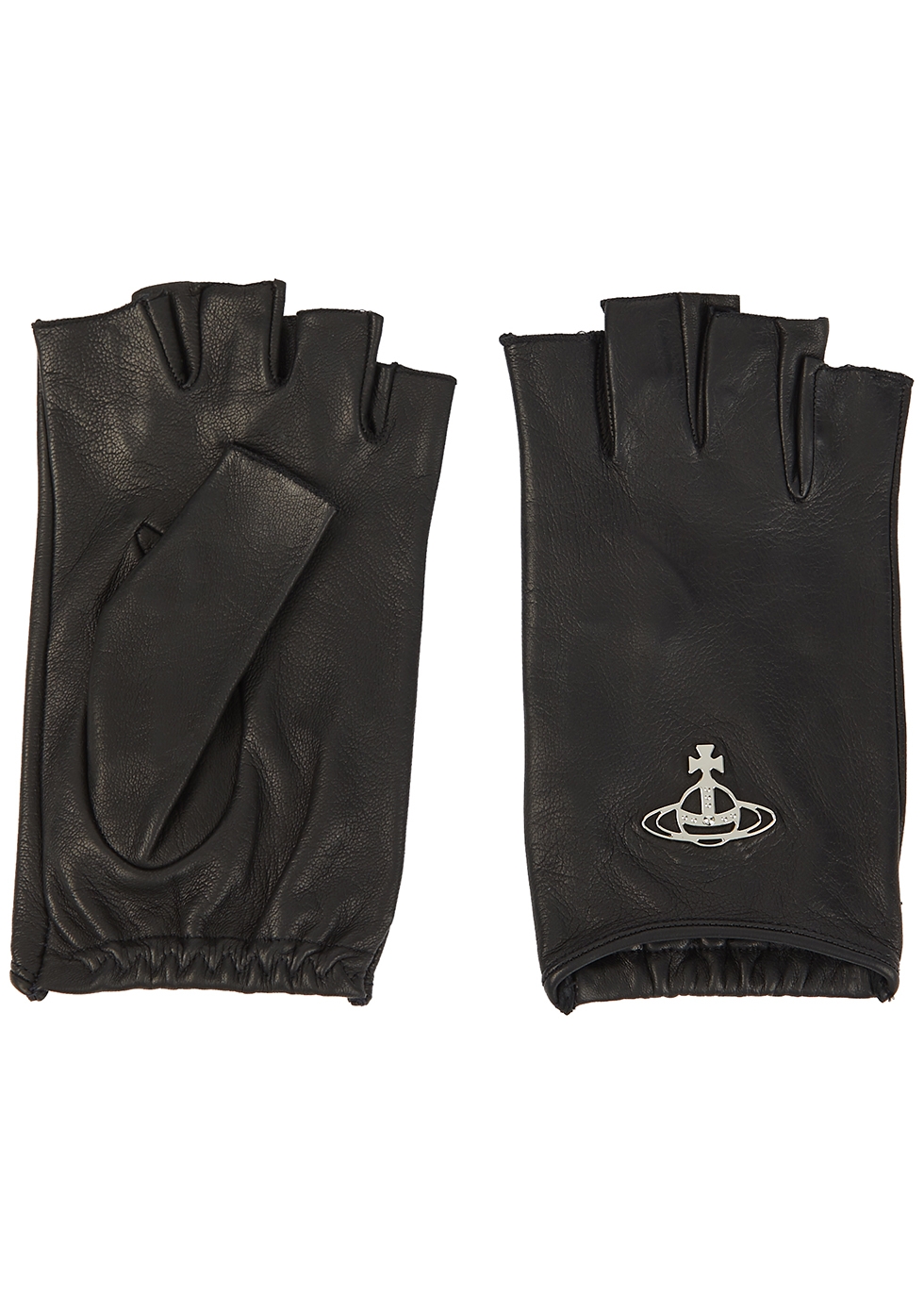 Vivienne Westwood Black leather fingerless gloves