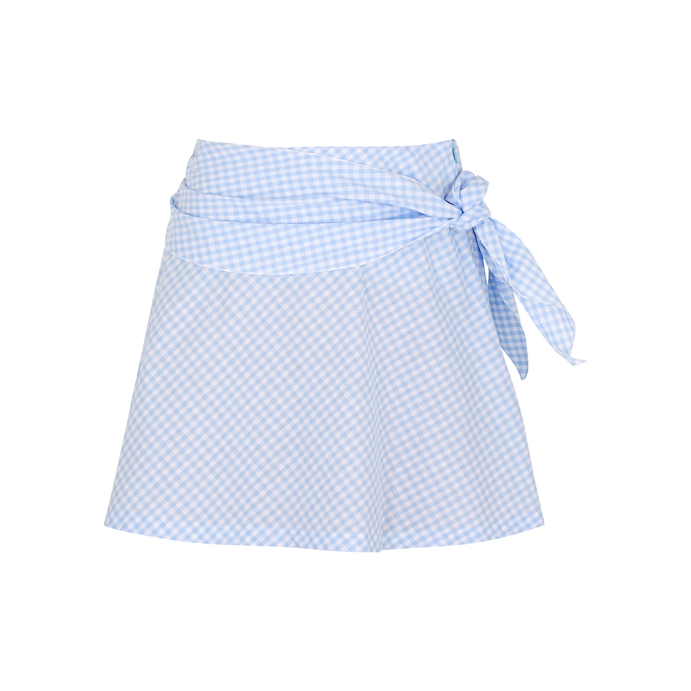 Stefania Vaidani Vichy Blue Gingham Cotton Mini Skirt - M