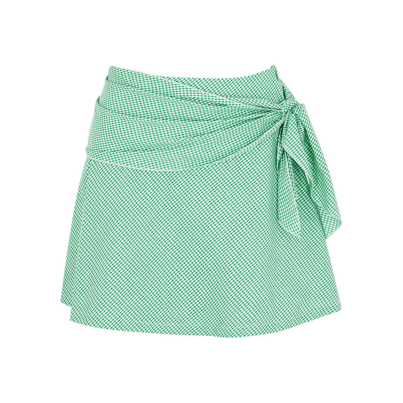 Stefania Vaidani Vichy Green Gingham Cotton Mini Skirt - L