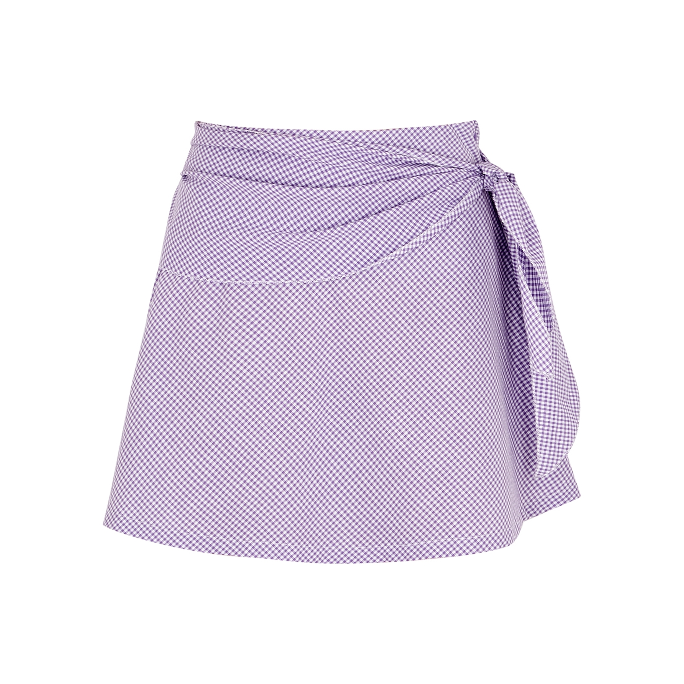 Stefania Vaidani Vichy Purple Gingham Cotton Mini Skirt - Lilac - XS