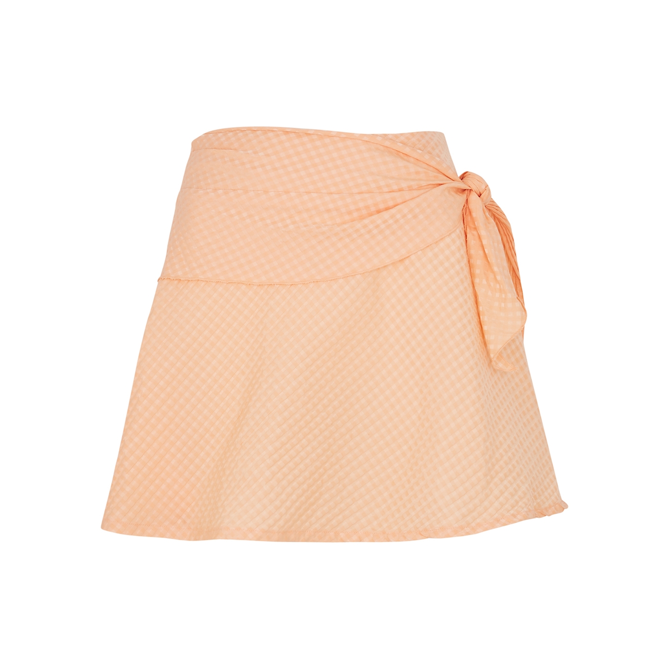 Stefania Vaidani Vichy Orange Gingham Cotton Mini Skirt - L