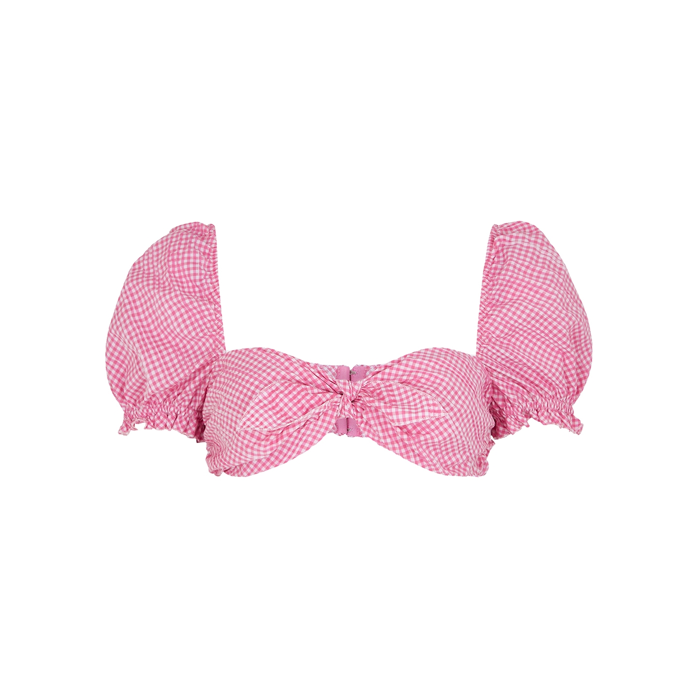 Stefania Vaidani Vichy Pink Gingham Cotton-blend Bra Top - M