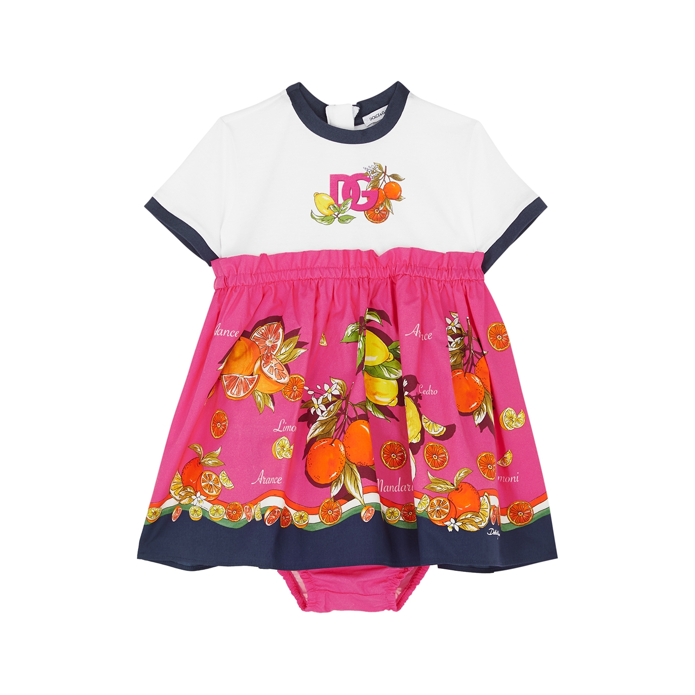Dolce & Gabbana Kids Panelled Printed Cotton Dress (3-24 Months) - Pink & Other - 9 Months