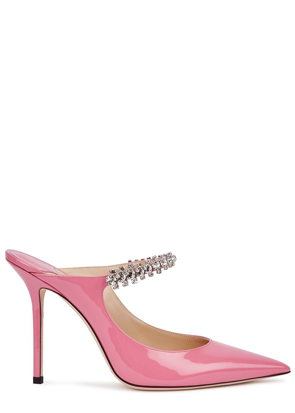 Bing 100 pink embellished patent leather mules