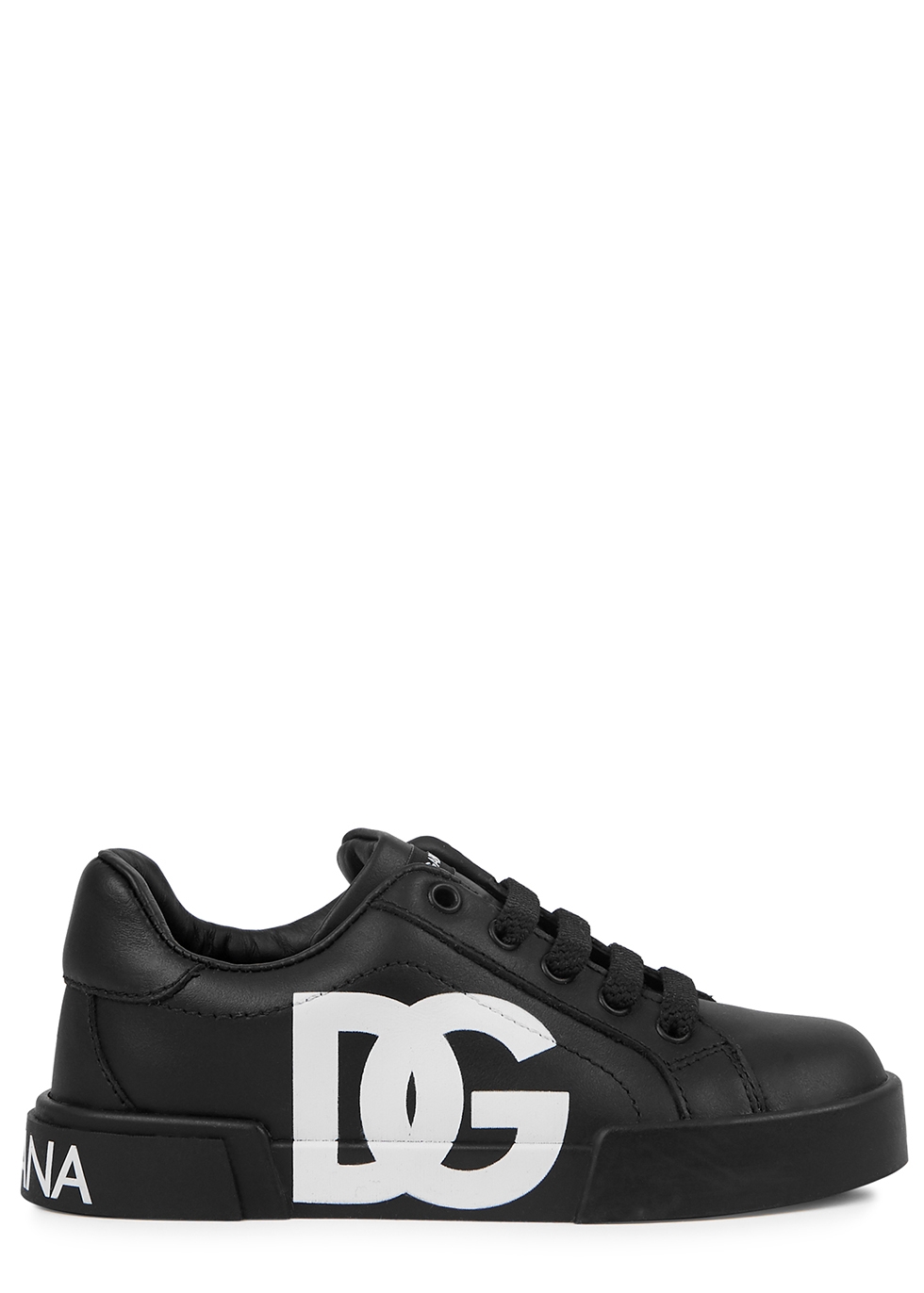 KIDS Black logo leather sneakers (IT24-IT28)