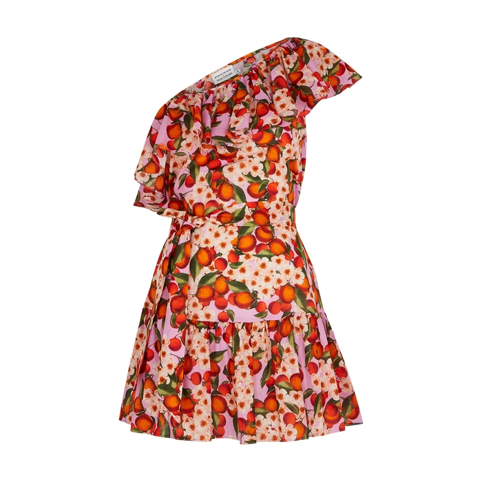 Borgo De Nor Pietra Printed One-shoulder Cotton Mini Dress