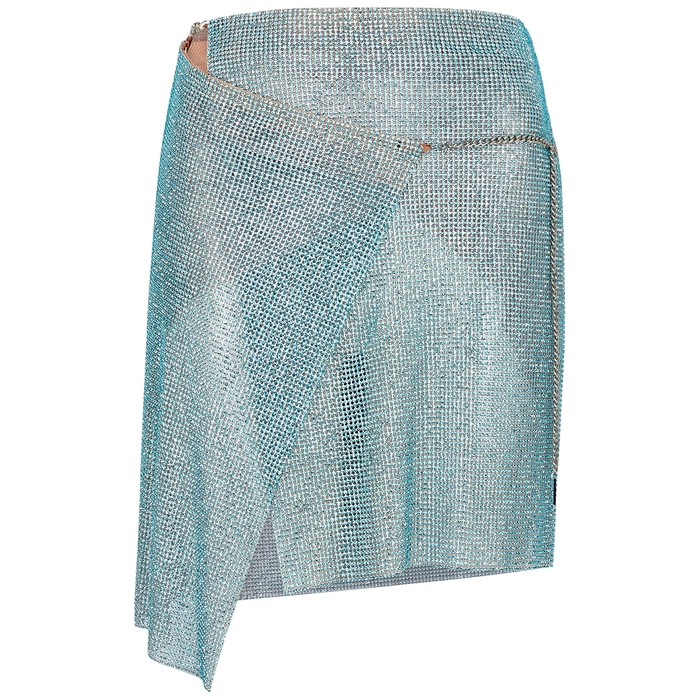 POSTER GIRL Winona Blue Embellished Chainmail Mini Skirt