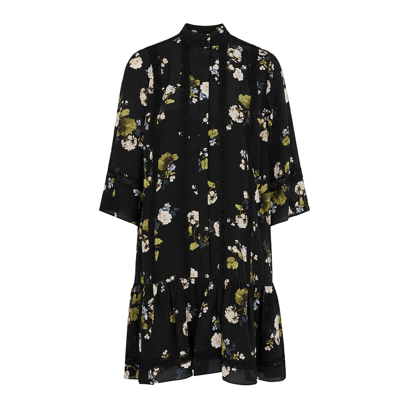 Erdem Bertram Floral-print Silk Crepe De Chine Mini Dress - Black - 10