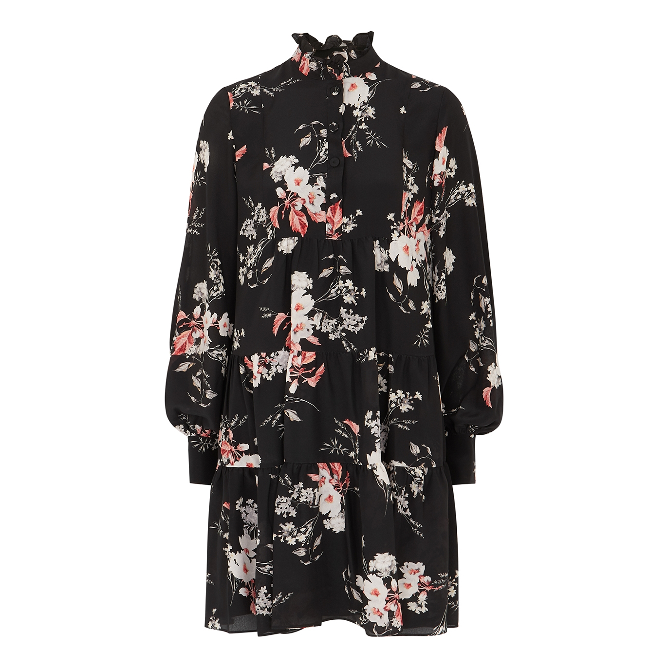 Erdem Karla Floral-print Silk Crepe De Chine Shirt Dress - Black - 14