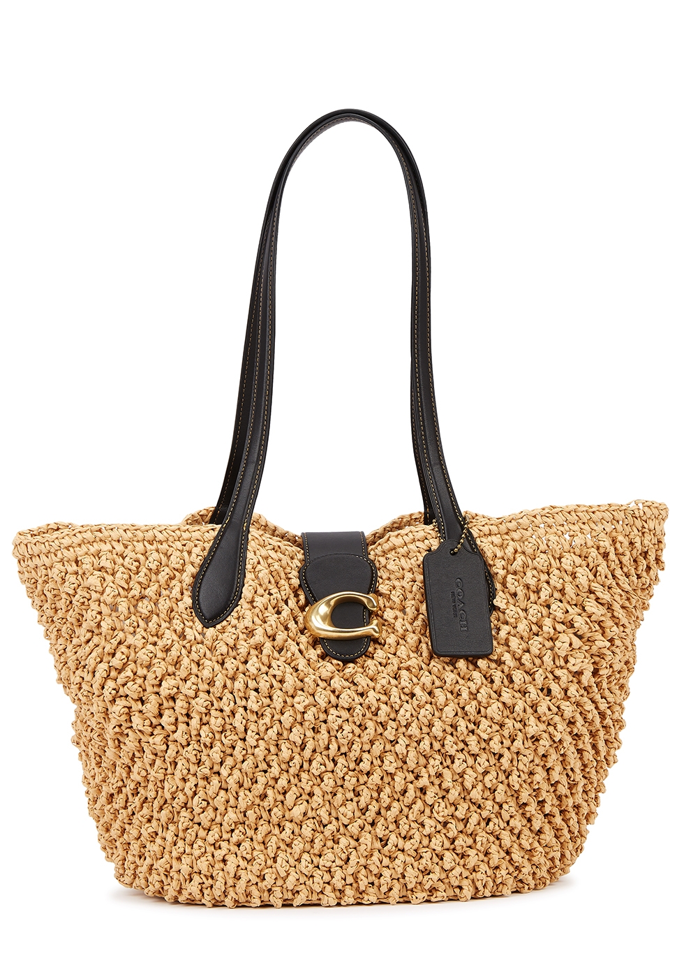 Large sand textured straw tote