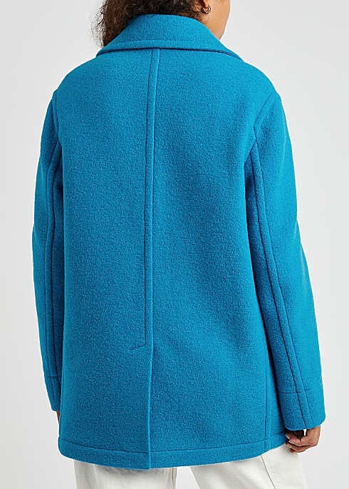 Marni Blue double-breasted wool peacoat - Harvey Nichols