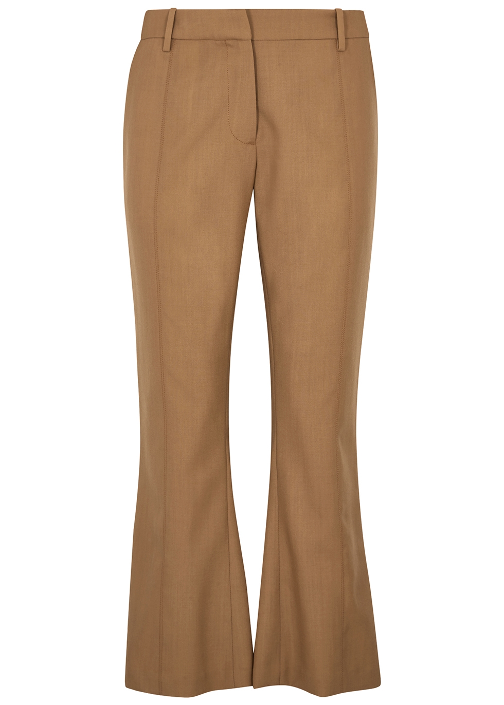 Marni Brown cropped flared wool trousers