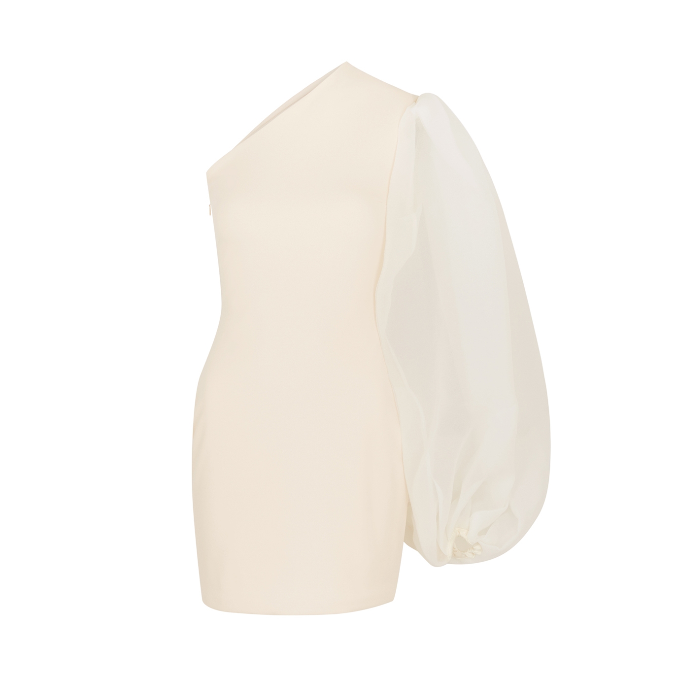 Solace London Iona One-shoulder Puff-sleeve Mini Dress - Ivory - 6