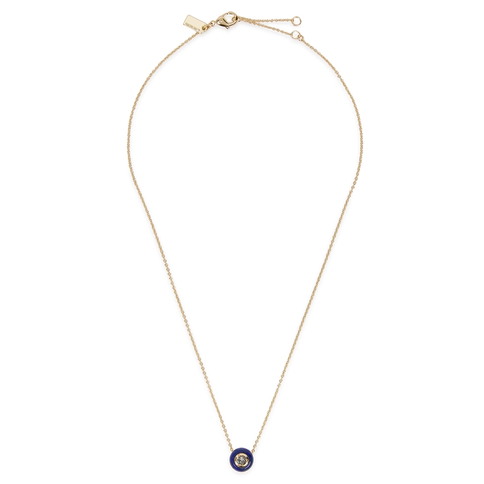Coach Blue Semiprecious Stone And Gold-tone Necklace