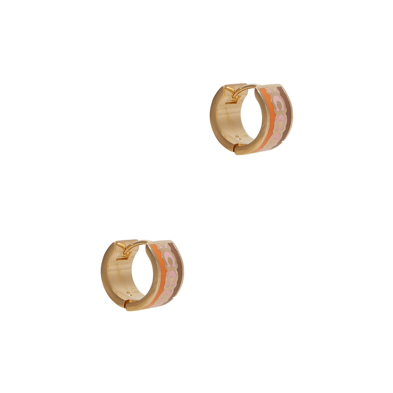 Coach Signature C Gold-tone Hoop Earrings - Orange - One Size