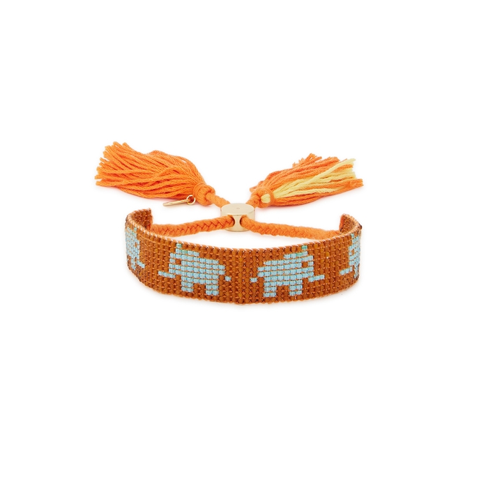 Coach Elephant Orange Beaded Rope Bracelet