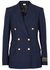 Navy double-breasted woven blazer - Gucci