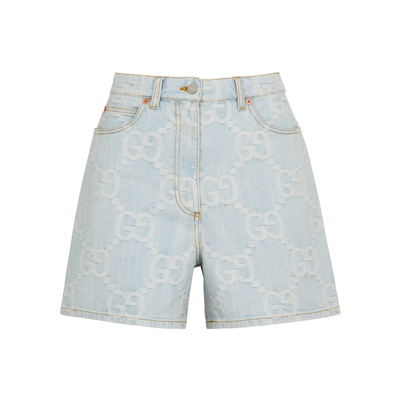 Gucci Blue GG-jacquard Denim Shorts - W26