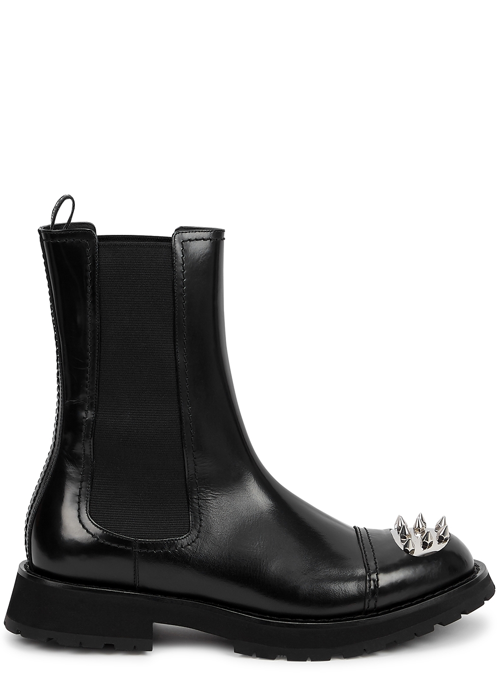 Black stud-embellished leather Chelsea boots