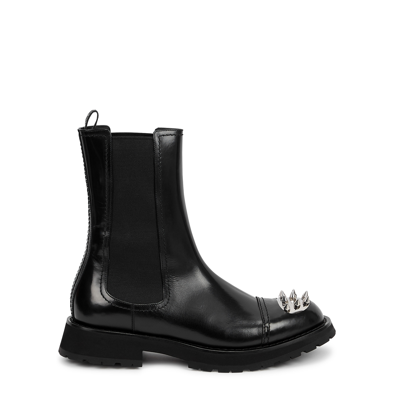 Alexander McQueen Black Stud-embellished Leather Chelsea Boots - Black And Silver - 9