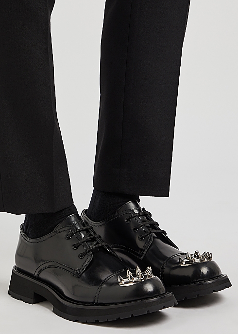 Alexander McQueen Black studded leather Derby shoes - Harvey Nichols