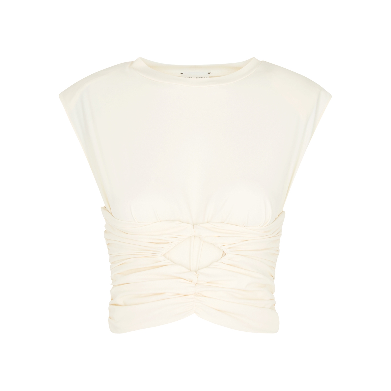 Magda Butrym Cream Ruched Cropped Stretch-jersey Top - 12