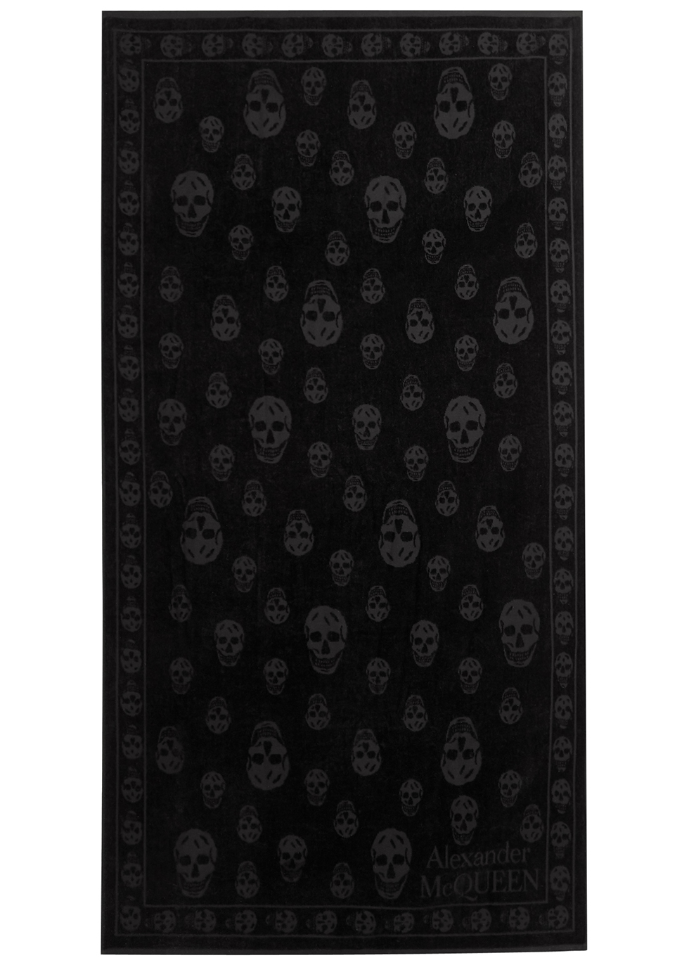 Black skull-jacquard cotton towel