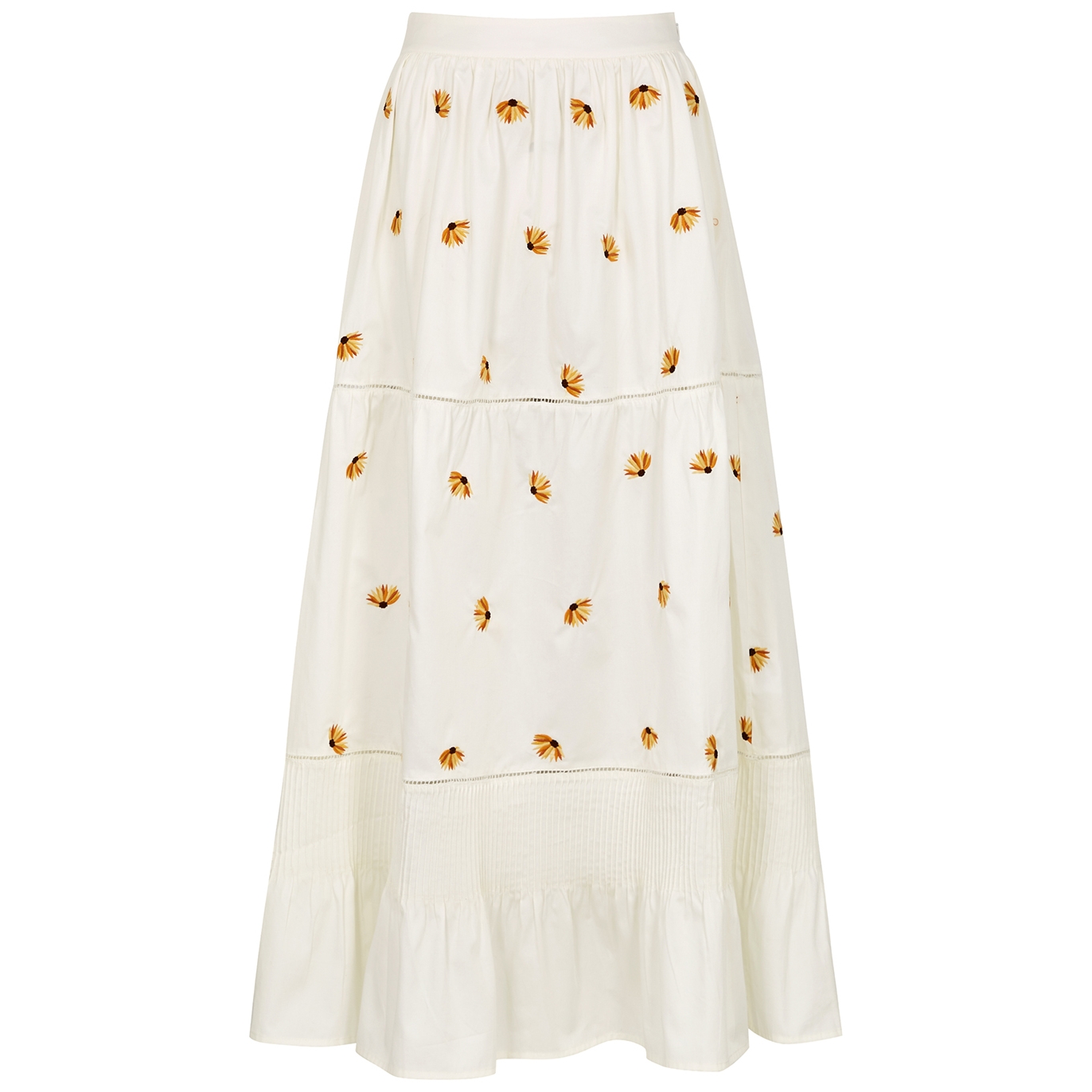 Lug Von Siga Ornella White Embroidered Cotton Skirt - Off White - 10