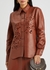 Brown cut-out embroidered leather shirt - Chloé