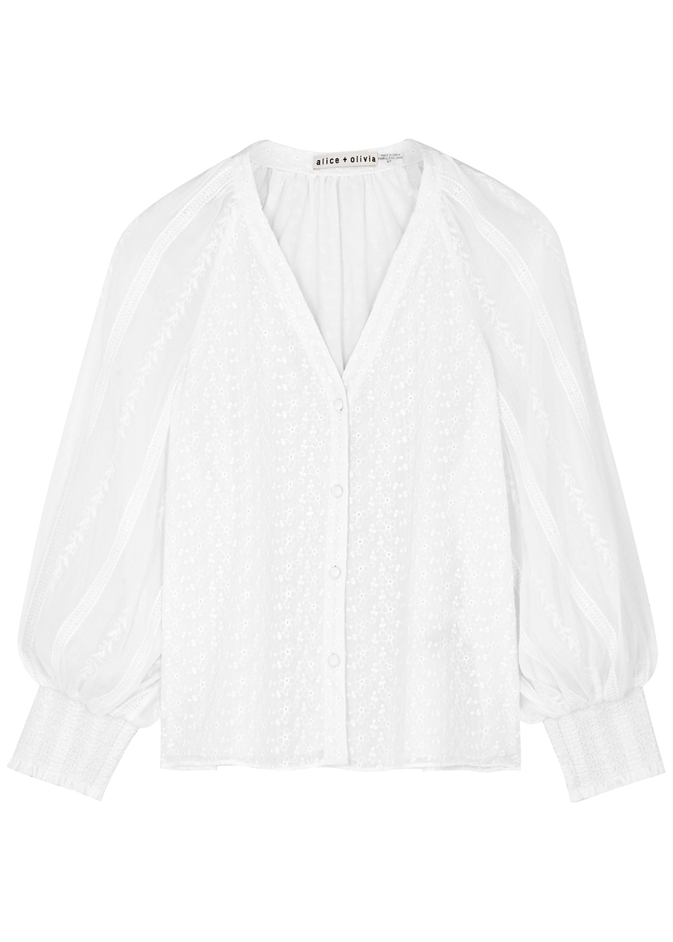 Shop Now For The Lang white floral-embroidered gauze blouse ...