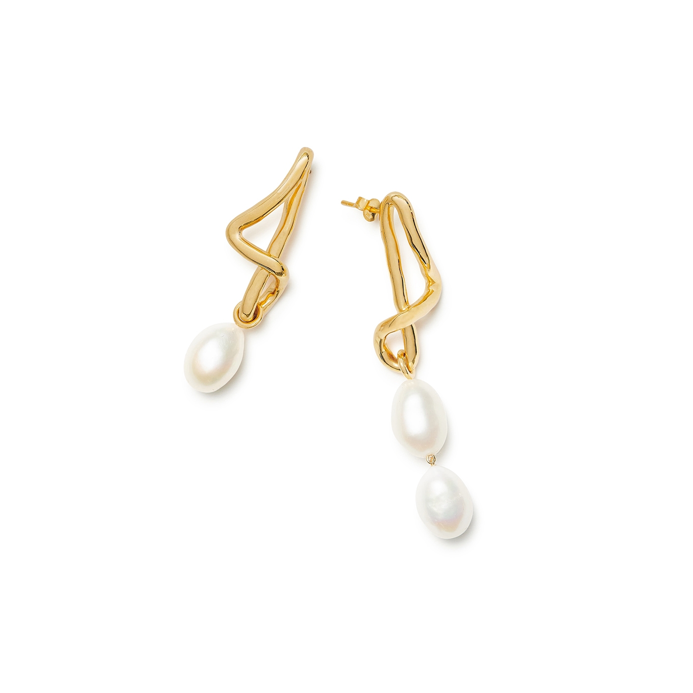 Missoma Molten Asymmetric 18kt Gold-plated Earrings - Pearl - One Size