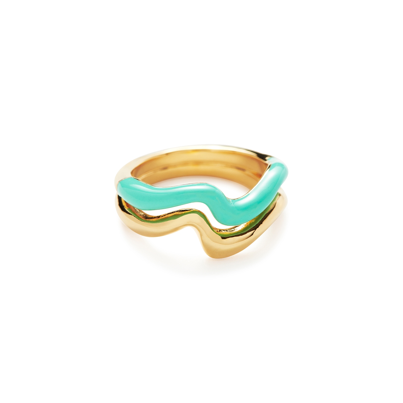 Missoma Squiggle Curve Two Tone 18kt Gold-plated Ring - Turquoise - Petite