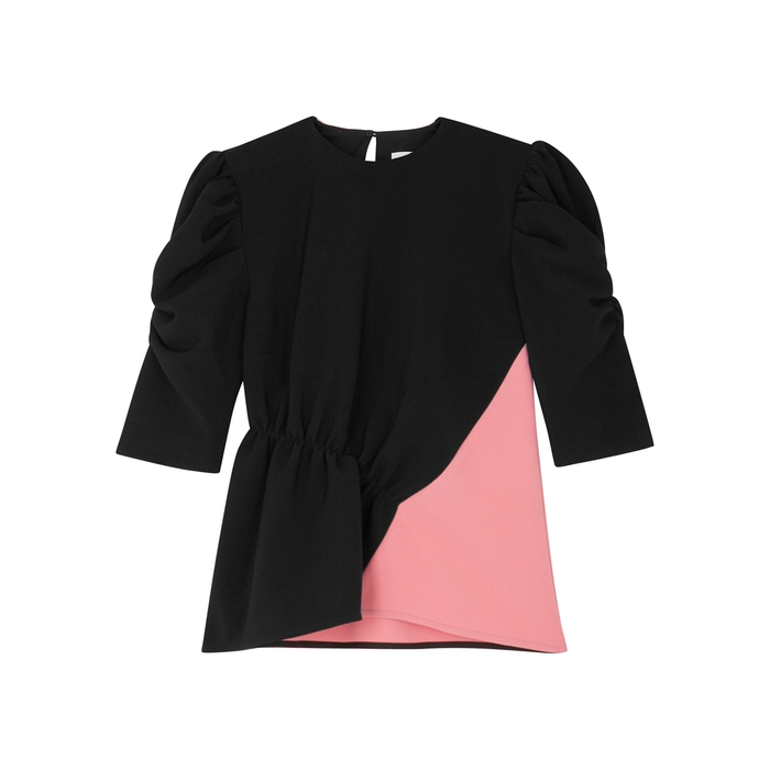 Brøgger Pansy Two-tone Stretch-crepe Top In Black