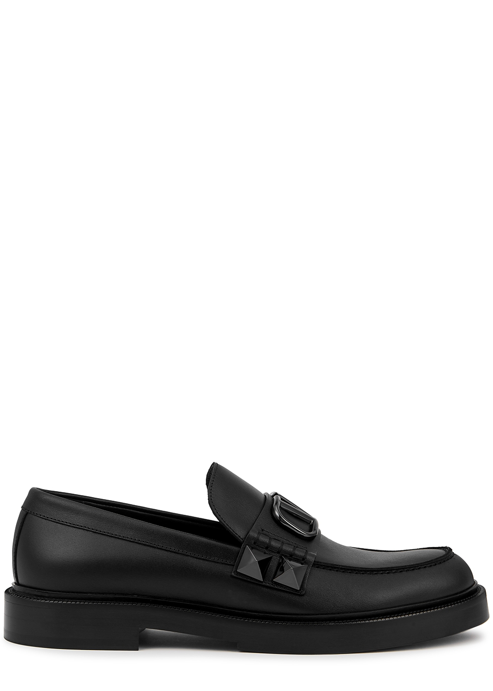 Valentino Valentino Garavani black studded leather loafers - Harvey Nichols