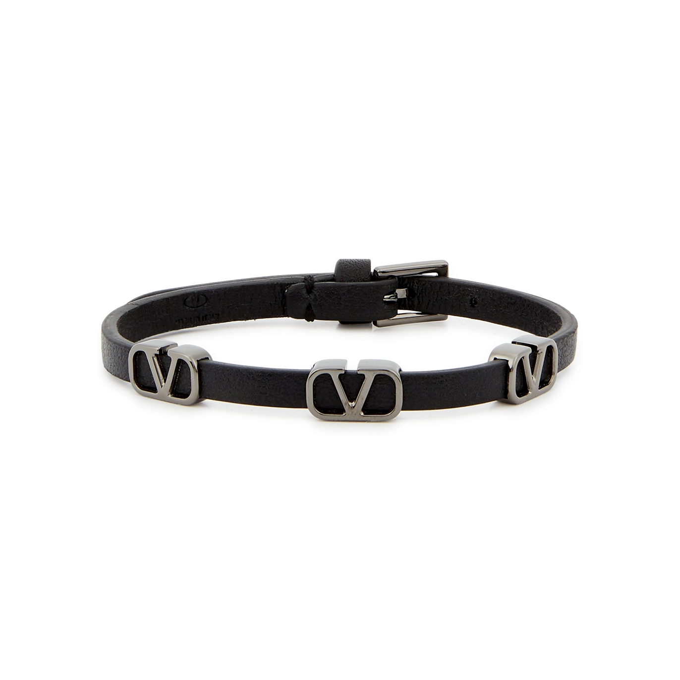 Valentino Valentino Garavani VLogo Black Leather Bracelet