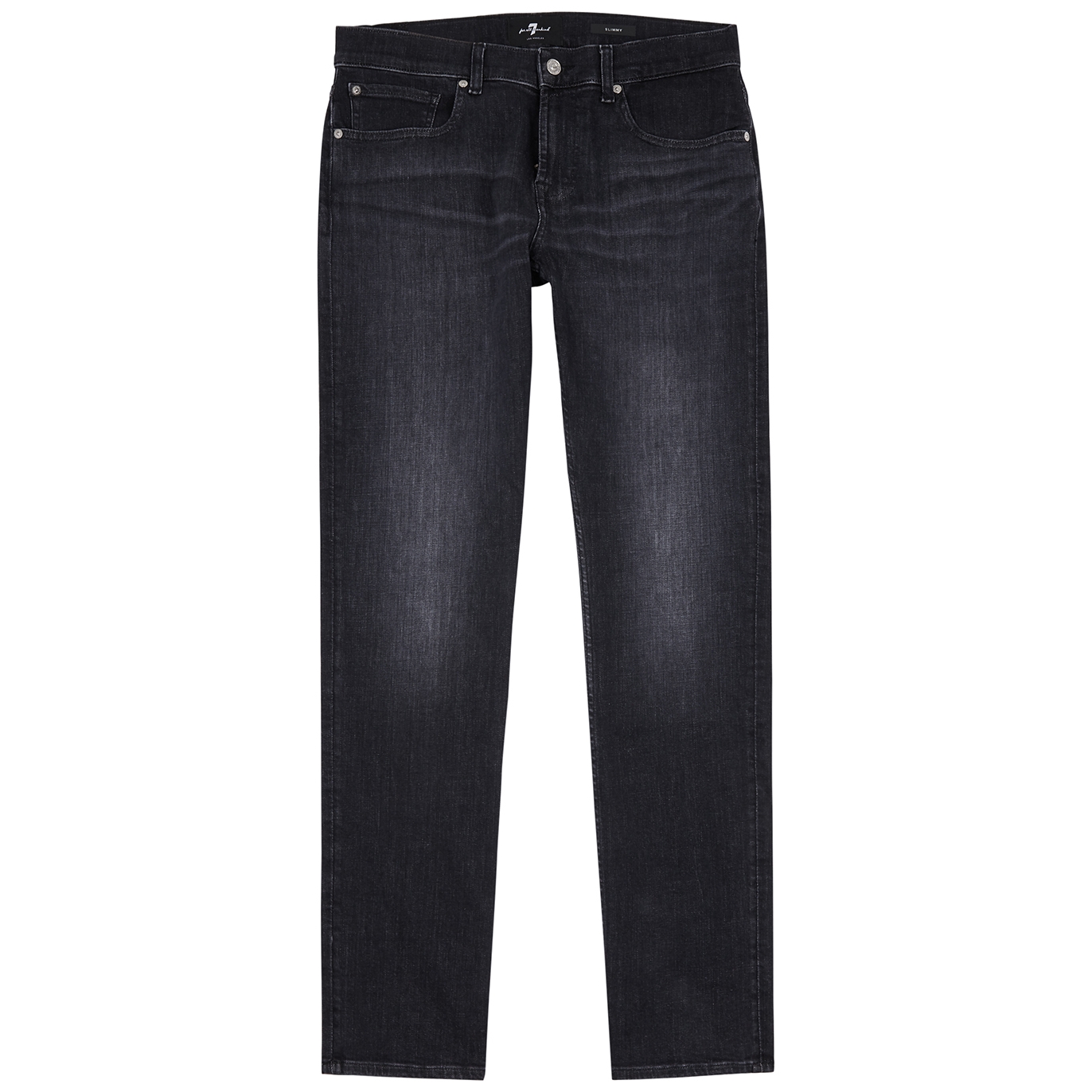 7 For All Mankind Slimmy Black Slim-leg Jeans, Denim Jeans, Black - W28