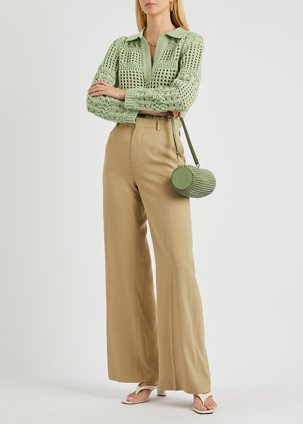 Womens Clothing Jumpers and knitwear Jumpers Jonathan Simkhai Eleni Cropped Recycled Crochet-knit Sweater in Green 
