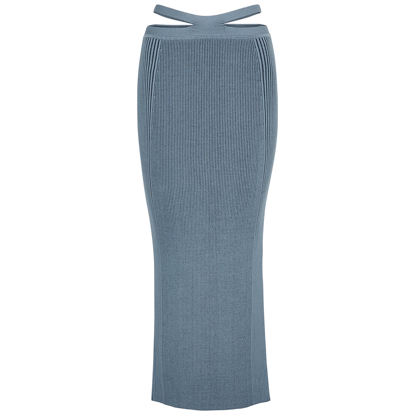 Jonathan Simkhai Orion Blue Ribbed Stretch-knit Midi Skirt - L