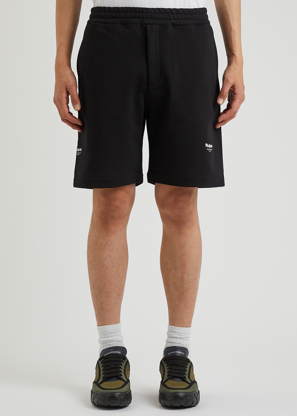 Alexander McQueen Black logo cotton shorts - Harvey Nichols