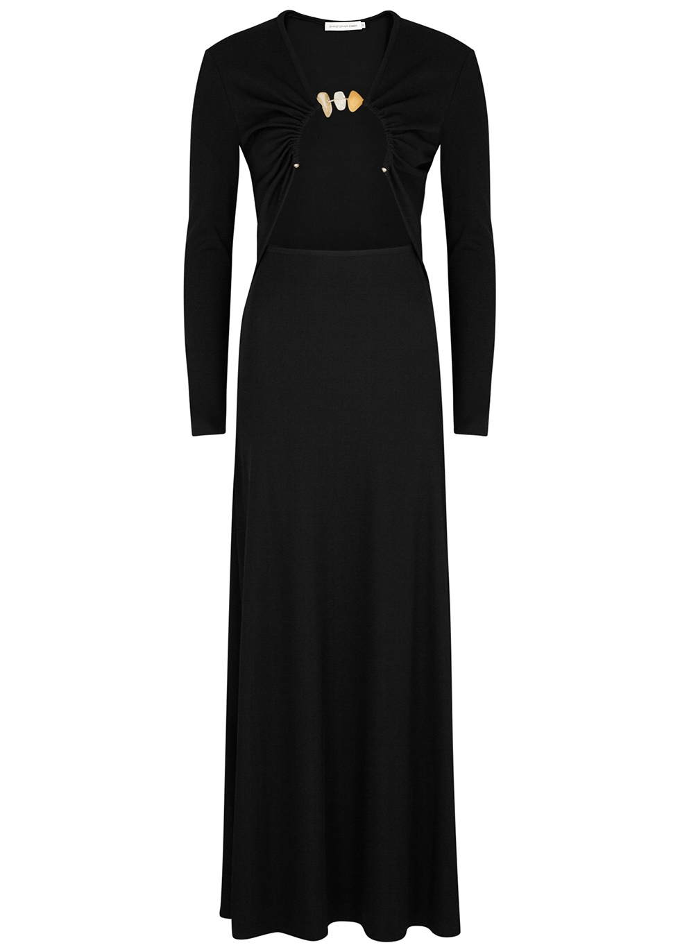 Black embellished stretch-jersey maxi dress