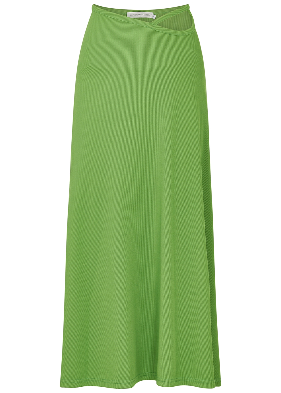 Green cut-out stretch-jersey midi skirt