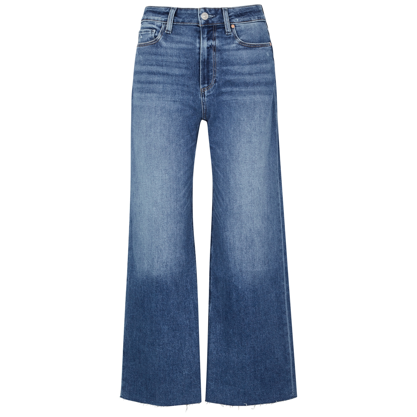 Paige Anessa Blue Cropped Wide-leg Jeans - W24