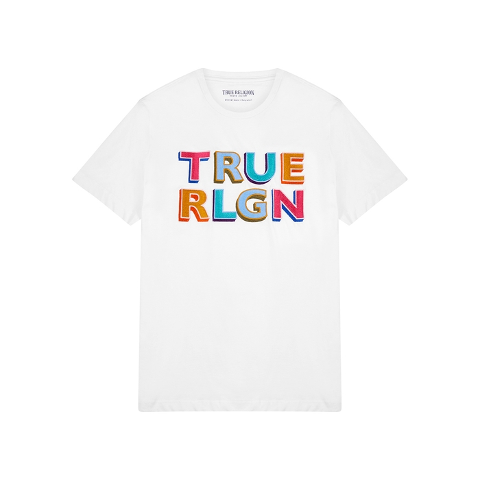 True Religion White Embroidered Cotton T-shirt