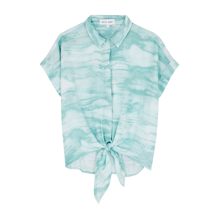 Bella Dahl Blue Tie-dyed Tencel Shirt | ModeSens