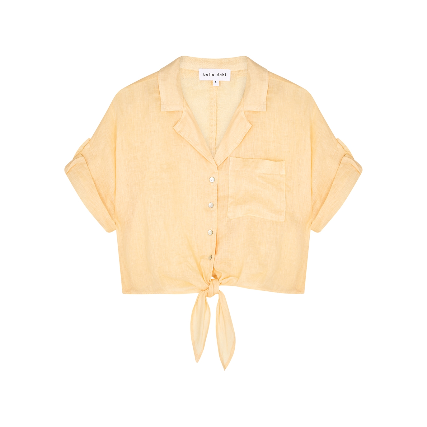Bella Dahl Orange Tie-front Linen Shirt - Cream - M