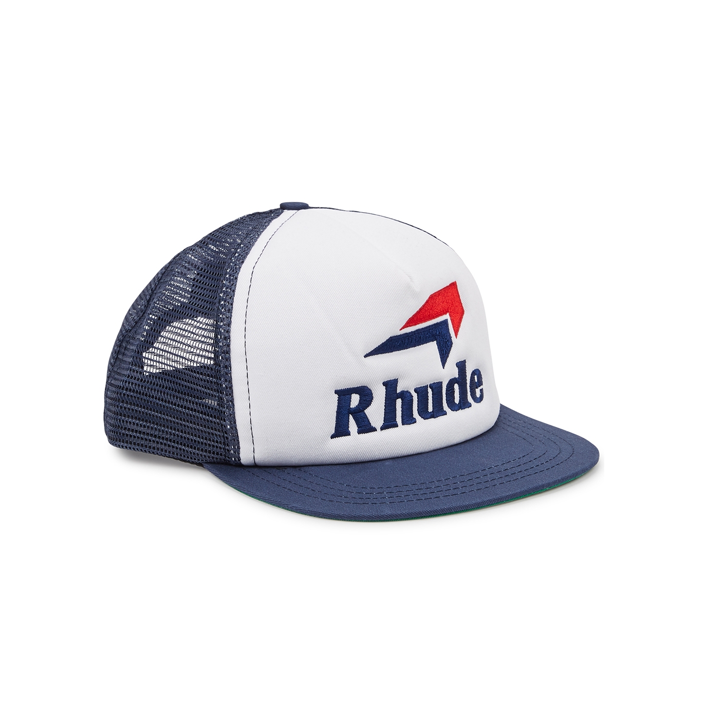 Rhude Speedmark Navy Logo Trucker Hat In Blue